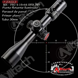 Mira Telescópica T-eagle MR-pro 4-16X44 FFP armeria alltech claudio beltran aire comprimido optica primer plano