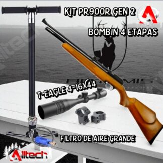 KIT PR900R GEN2 REGULADO + BOMBIN 4 ETAPAS+ MIRA T-EAGLE 4-16X44 ARMERIA ALLTECH AIRE COMPRIMIDO PCP TIRO DEPORTIVO CAZA