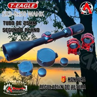 Mira Telescópica T-eagle SR 3-9X50 WA HK + Monturas westhunter regulación de altura alltech aire comprimido caza pesca tiro deportivo