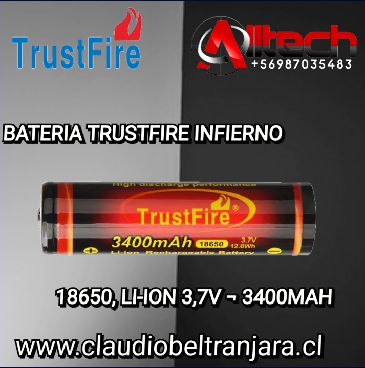 Batería Recargable de Litio 3.7V, 5000 mAh, 18.5Wh, 18650