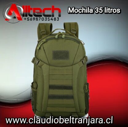 Mochila táctica modelo militar 35 litros color verde claudio beltran jara alltech armeria