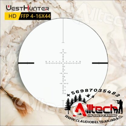 MIRA TELESCOPICA WESTHUNTER HD 4-16X44 FFP WD-CFN PRIMER PLANO CLAUDIO BELTRAN JARA ALLTECH ARMERIA