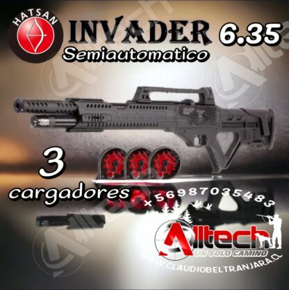 Rifle Hatsan Invader Auto PCP Cal 6.35 (Semiautomático) alltech armeria claudio beltran jara aire comprimido