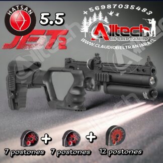 Pistola Hatsan Jet II Convertible Cal 5,5 PCP + 03 Cargador + Maleta claudio beltran jara alltech armeria aire comprimido