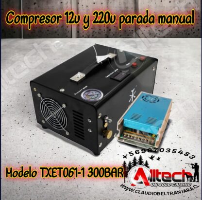 COMPRESOR PARADA MANUAL 12V Y 220V MODELO TXET061-1 CLAUDIO BELTRAN JARA ARMERIA ALLTECH AIRE COMPRIMIDO PCP tuxing