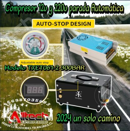 COMPRESOR PARADA AUTOMATICO 12V Y 220V MODELO TXET061-2 CLAUDIO BELTRAN JARA ARMERIA ALLTECH AIRE COMPRIMIDO PCP tuxing