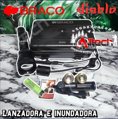 KIT Linterna Braco diablo Lanzadora e Inundadora Luz Roja Y blanca control remoto cargador bateria claudio beltran jara alltech armeria aire comprimido