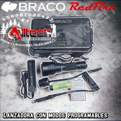 KIT Linterna Braco Redfire Lanzadora e Inundadora Luz Roja Y blanca control remoto cargador bateria claudio beltran jara alltech armeria aire comprimido