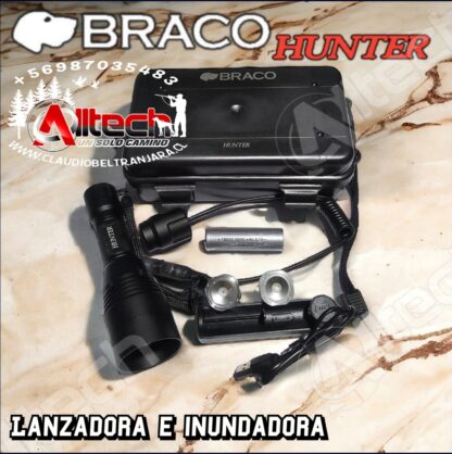 KIT Linterna Braco Hunter Lanzadora e Inundadora Luz Roja Y blanca control remoto cargador bateria claudio beltran jara alltech armeria aire comprimido