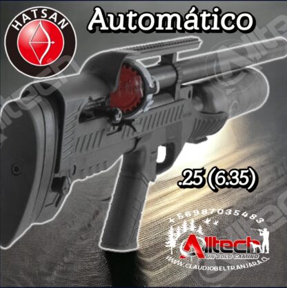 RIFLE DE AIRE HATSAN BLITZ 6.35(.25) AUTOMATICO Y SEMIAUTOMATICO CON 3 CARGADORES claudio beltran jara alltech armeria aire comprimido pcp