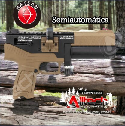 PISTOLA HATSAN VELOX 5.5 SEMIAUTOMATICA PCP AIRE COMPRIMIDO POSTONES ARMERIA ALLTECH CLAUDIO BELTRAN COMPETECIA TIRO AL BLANCO CAZA Y PESCA BOMBIN 300BAR 4500PSI SCUBA COMPRESOR