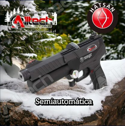 PISTOLA HATSAN VELOX 6.35 PCP AIRE COMPRIMIDO SEMIAUTOMATICA NEGRA TIRO AL BLANCO CAZA ARMERIA ALLTECH CLAUDIO BELTRAN SCUBA BOMBIN 300BAR 4500PSI