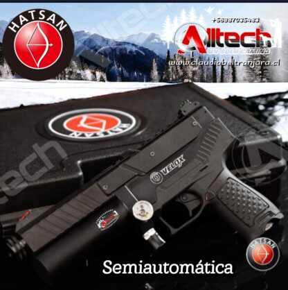 PISTOLA HATSAN VELOX 5.5 PCP AIRE COMPRIMIDO SEMIAUTOMATICA NEGRA TIRO AL BLANCO CAZA ARMERIA ALLTECH CLAUDIO BELTRAN SCUBA BOMBIN 300BAR 4500PSI