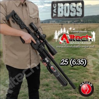 RIFLE HATSAN TAC BOSS 6.35 PCP AIRE COMPRIMIDO ARMERIA ALLTECH CLAUDIO BELTRAN TIRO AL BLANCO CAZA