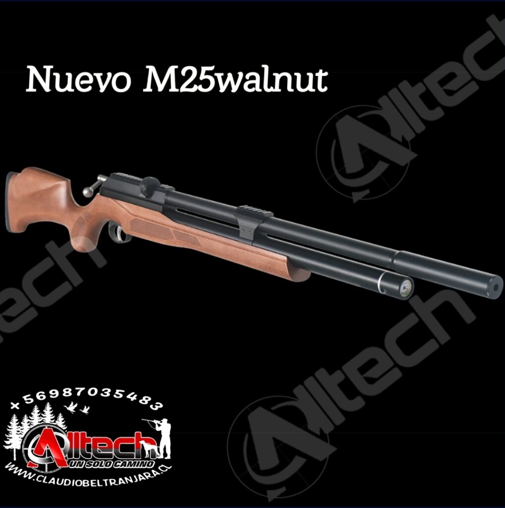 Rifle PCP Artemis M25Walnut de 5,5 mm armeria alltech claudio beltran pcp aire comprimido caza mira telescopica poston postones