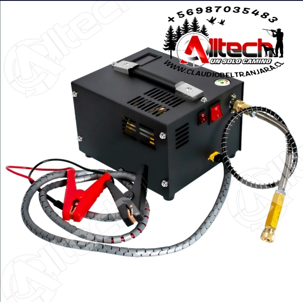 COMPRESOR PARADA MANUAL 12V Y 220V MODELO TXET061 TUXING 300BAR 4500PSI AIRE COMPRIMIDO ALLTECH ARMERIA CLAUDIO BELTRAN