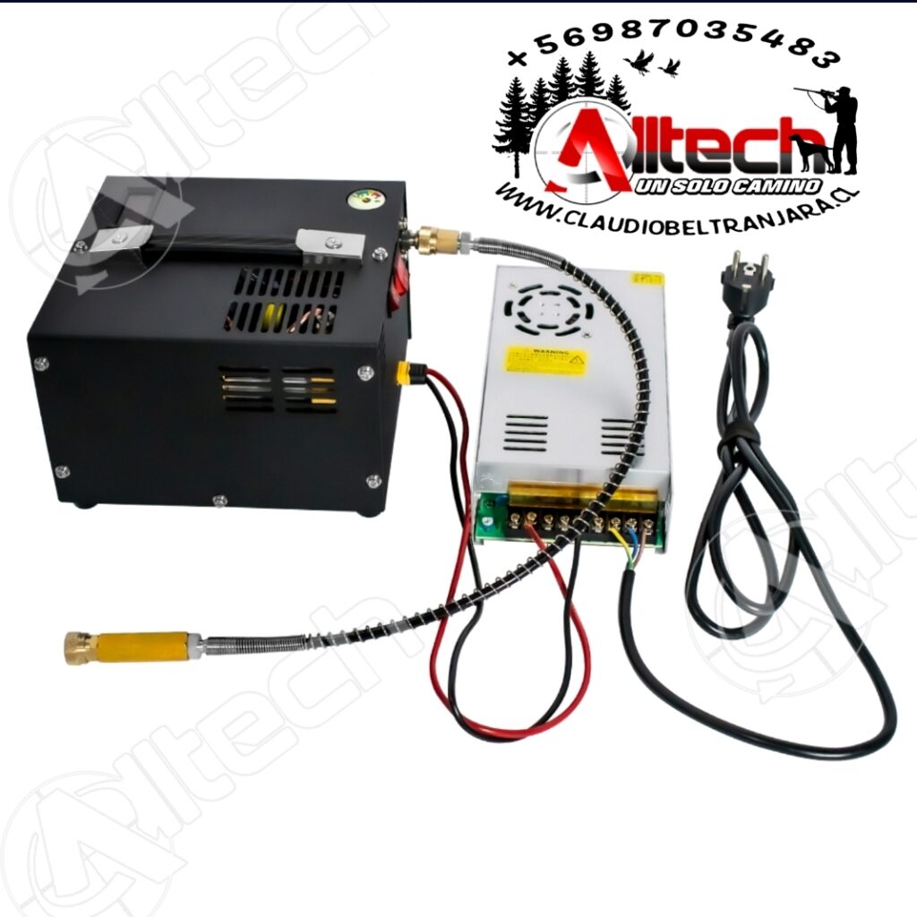 COMPRESOR PARADA MANUAL 12V Y 220V MODELO TXET061 TUXING 300BAR 4500PSI AIRE COMPRIMIDO ALLTECH ARMERIA CLAUDIO BELTRAN