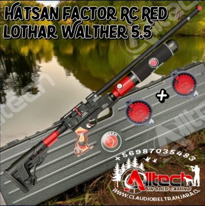 Rifle PCP Carabina Hatsan Factor Red 5.5 Cañon Lothar Walther armeria alltech claudio beltran aire comprimido tiro al blanco caza pesca miras telescopica scuba compresor 4500psi 300bar