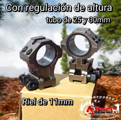 WESTHUNTER MONTURA ALTA 11MM CAFE TUBO DE 30MM Y 25MM REGULACION DE ALTURA claudio beltran armeria alltech aire comprimido pcp rifles scuba compresores miras telescopica