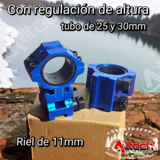 WESTHUNTER MONTURA ALTA 11MM AZUL TUBO DE 30MM Y 25MM REGULACION DE ALTURA claudio beltran armeria alltech aire comprimido pcp rifles scuba compresores miras telescopica