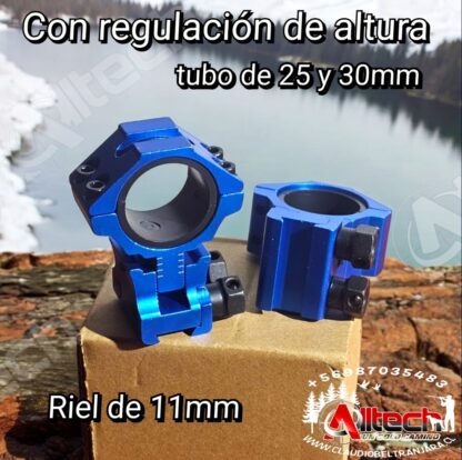 WESTHUNTER MONTURA ALTA 11MM AZUL TUBO DE 30MM Y 25MM REGULACION DE ALTURA claudio beltran armeria alltech aire comprimido pcp rifles scuba compresores miras telescopica