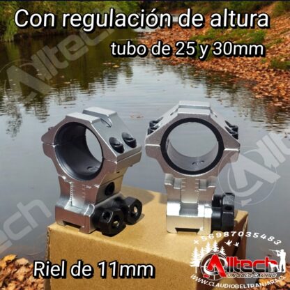 WESTHUNTER MONTURA ALTA 11MM GRIS TUBO DE 30MM Y 25MM REGULACION DE ALTURA claudio beltran armeria alltech aire comprimido pcp rifles scuba compresores miras telescopica