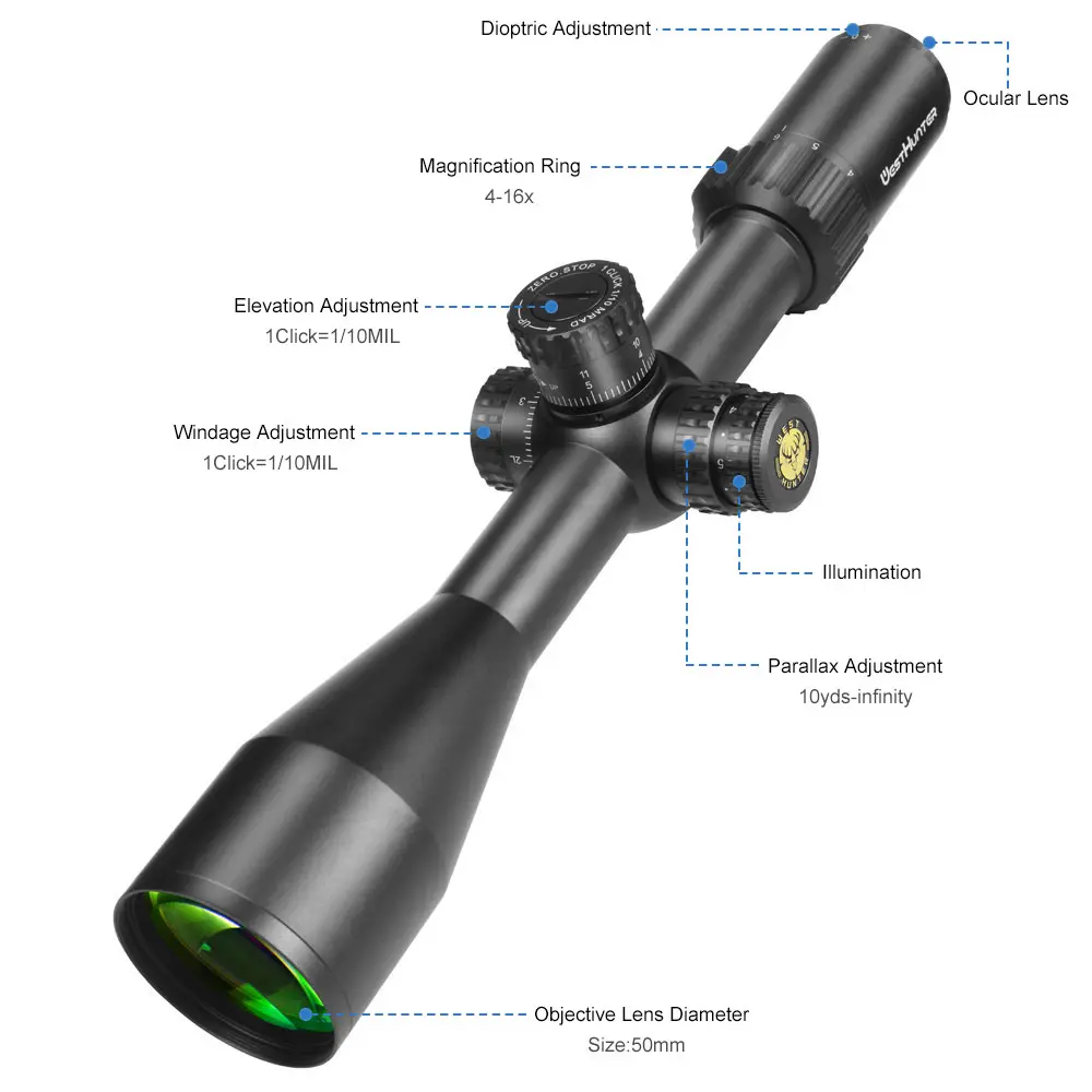 WESTHUNTER MIRA TELESCOPICA HD G2 4-16X50 SFIR FFP ZERO STOP PRIMER PLANO FOCAL ARMERIA ALLTECH CLAUDIO BELTRAN