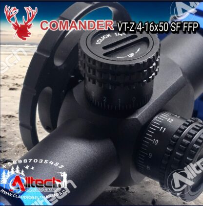 MIRA TELESCOPICA COMANDER VTZ 4-16x50 SF FFP TUBO 30MM PRIMER PLANO MONTURAS REGULACION DE ALTURA ARMERIA ALLTECH CLAUDIO BELTRAN JARA AIRE COMPRIMIDO