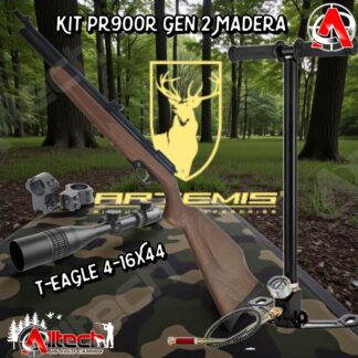 KIT PR900R GEN2 REGULADO + BOMBIN 3 ETAPAS+ MIRA T-EAGLE 4-16X44 armeria alltech aire comprimido caza pesca tiro deportivo