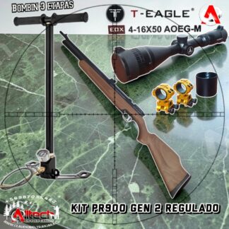 KIT PR900R GEN2 REGULADO + BOMBIN 3 ETAPAS + MIRA T-EAGLE 4-16X50 + MONTURA WESTHUNTER COLORES alltech aire comprimido caza pesca tiro deportivo