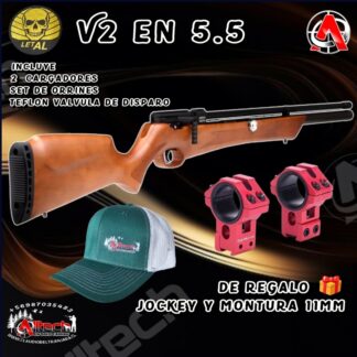 Rifle letal v-2 5,5 regulado + Jockey + Monturas
