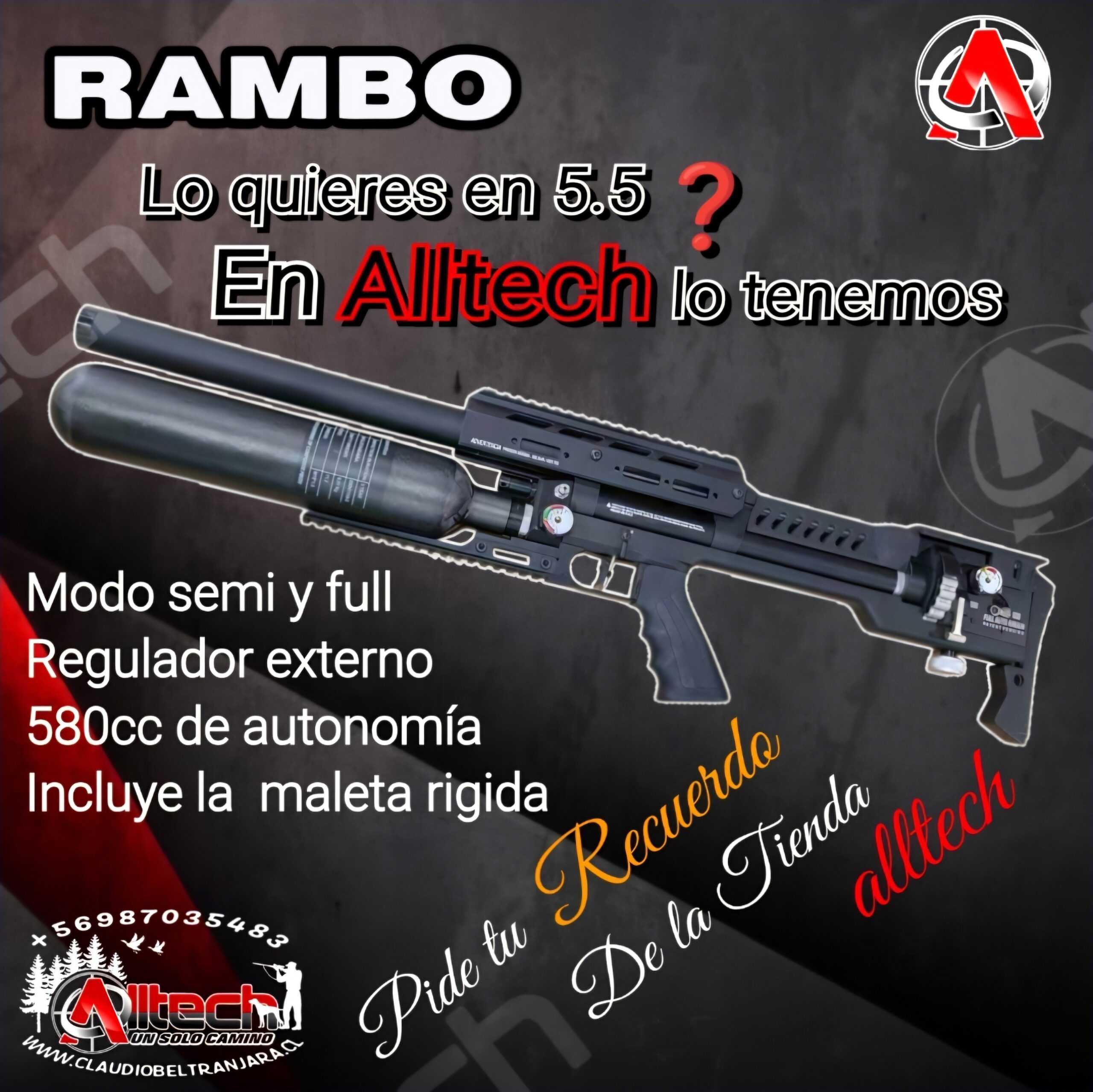 Rifle PCP SK19 Rambo Full auto y semiautomático de 5.5 mm (.22) alltech aire comprimido caza pesca tiro deportivo