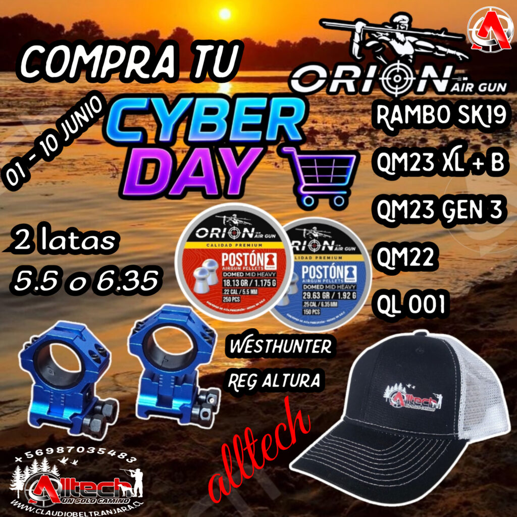 CYBER TIENDA ALLTECH JUNIO 2026 EN RIFLES ORION 01-10 JUNIO aire comprimido caza pesca tiro deportivo CYBER MONDAY Rifle Orión Qm23 5.5 PCP Rifle Aire Comprimido GEN 3
Rifle PCP Orión QL001 5.5 PCP