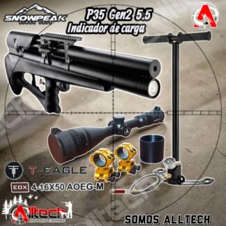 KIT RIFLE PCP ARTEMIS P35 5.5 GEN 2 + MIRA 4-16X50 + BOMBIN 3 ETAPAS + MONTURAS DE COLORES ARMERIA alltech aire comprimido caza pesca tiro deportivo