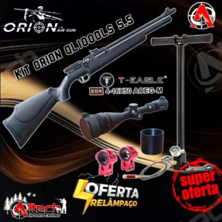 Kit Rifle Orión QL1000LS de Polímero 5.5 PCP + Bombin de 3 etapas + Mira t-eagle 4-16x50 + Montura regulación altura weshunter ARMERIA alltech aire comprimido caza pesca tiro deportivo