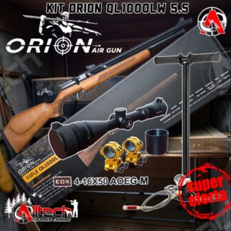 Kit Rifle Orión QL1000LW (madera) 5.5 PCP + Bombin de 3 etapas + Mira t-eagle 4-16x50 + Montura regulación altura weshunter ARMERIA alltech aire comprimido caza pesca tiro deportivo